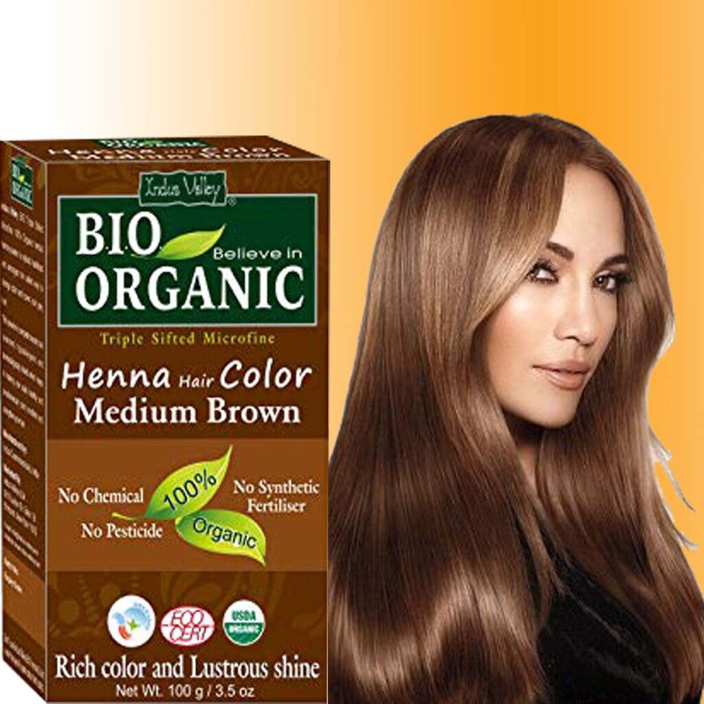 Indus Valley Bio Organic Henna Hair Colour, Medium Brown 100 g | Lazada