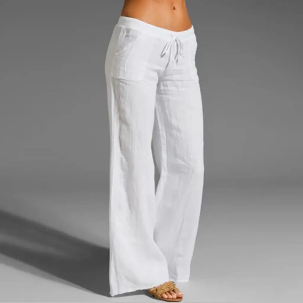 women's plus size drawstring linen pants