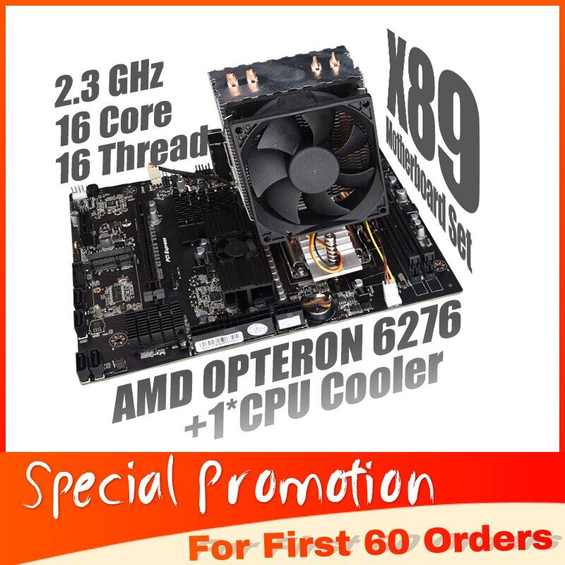 X89 Set Combo For AMD Motherboard G34 Socket with AMD Opteron 6276 CPU+ CPU Fan support DDR3 Memory SATA2 USB 3.0
