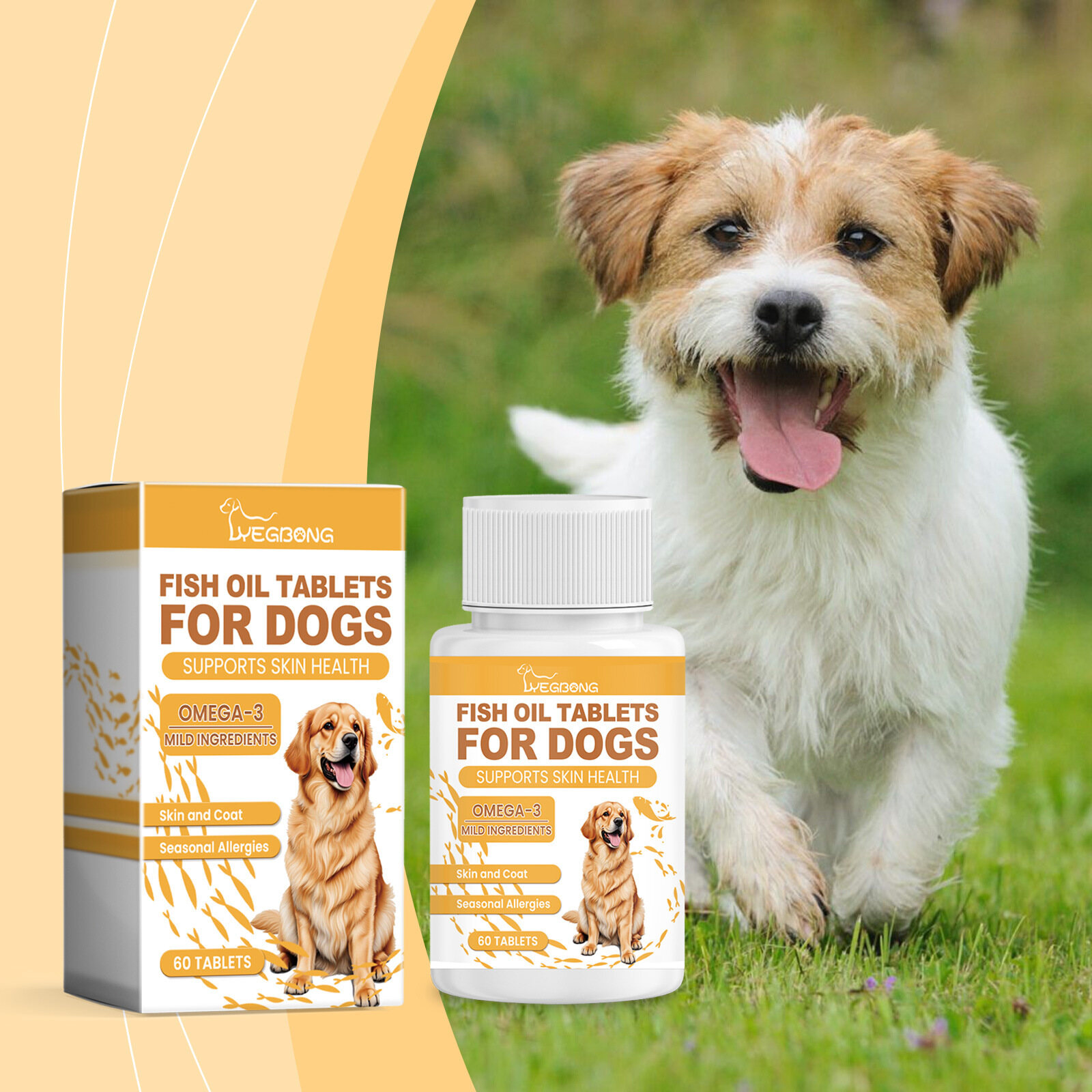 Yegbong Concentrated Natural Deep Sea Fish Oil Capsule Pet Omega 3 Scientific Formula Nutritional Supplements for Cats, Dogs Dog Deep Sea Fish Oil Tablets Dog Cat Gastrointestinal Treatment Nutrients Hairball Excrete Tablet Pet Nutritional Supplement ราคา 205 บาท*ส่งฟรี