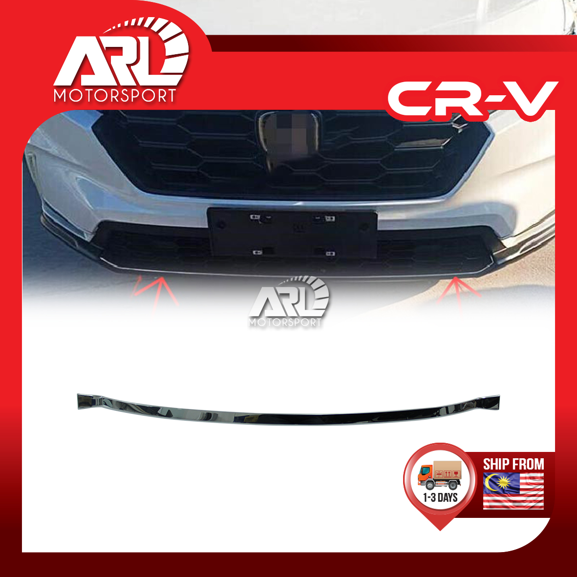thumbnail image 2 of Glossy Black Front Lip Bumper Splitter For Honda CR-V CRV 2017-2019 - Plastic Body Kit Trim With Screws 2 of 3