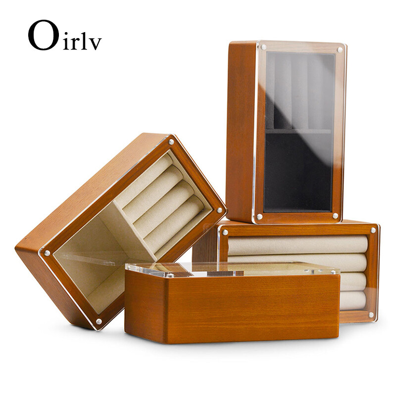 Oirlv hộp trưng bày đồng hồ vòng tay bông tai vòng cổ bằng gỗ hộp đựng đồ trang sức chống bụi sm135 sm136