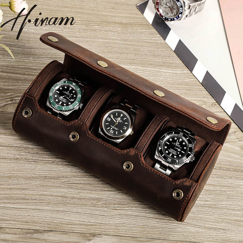 Retro 1/2/3/4 khe cắm hộp đồng hồ tổ chức cho đồng hồ nam hộp quà tặng da vỏ đồng hồ cuộn du lịch hiển thị lưu trữ hộp với trượt trong ra