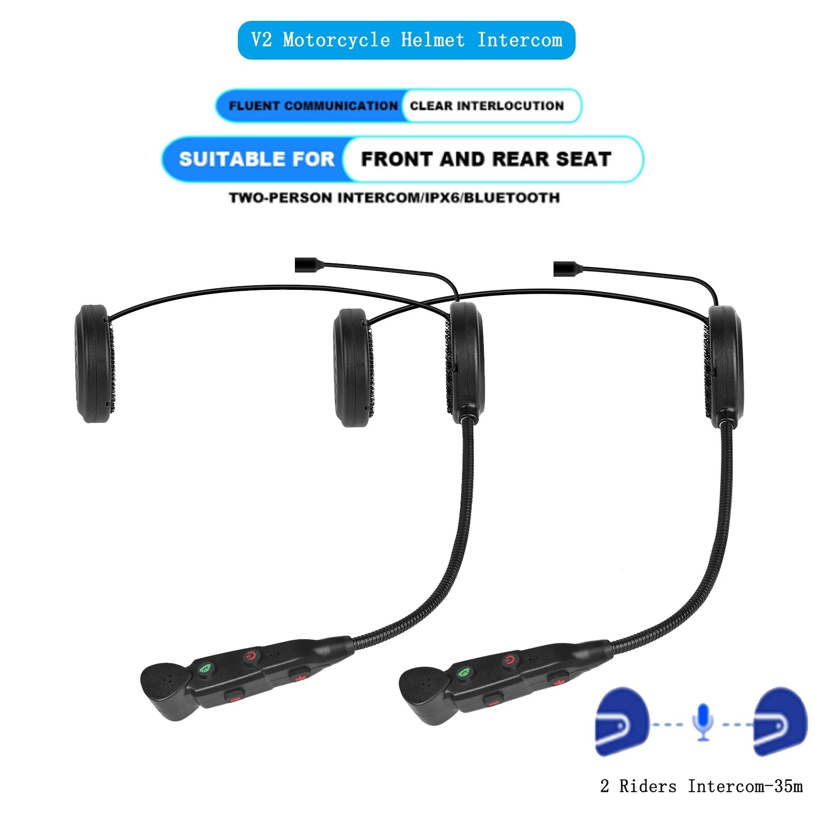 2 chiếc tai nghe gắn mũ bảo hiểm xe máy v2 bộ đàm âm nhạc bluetooth 5.0 bộ tai nghe không dây chống ồn chuyển động âm thanh nổi hỗ trợ nghe nhạc gọi điện rảnh tay