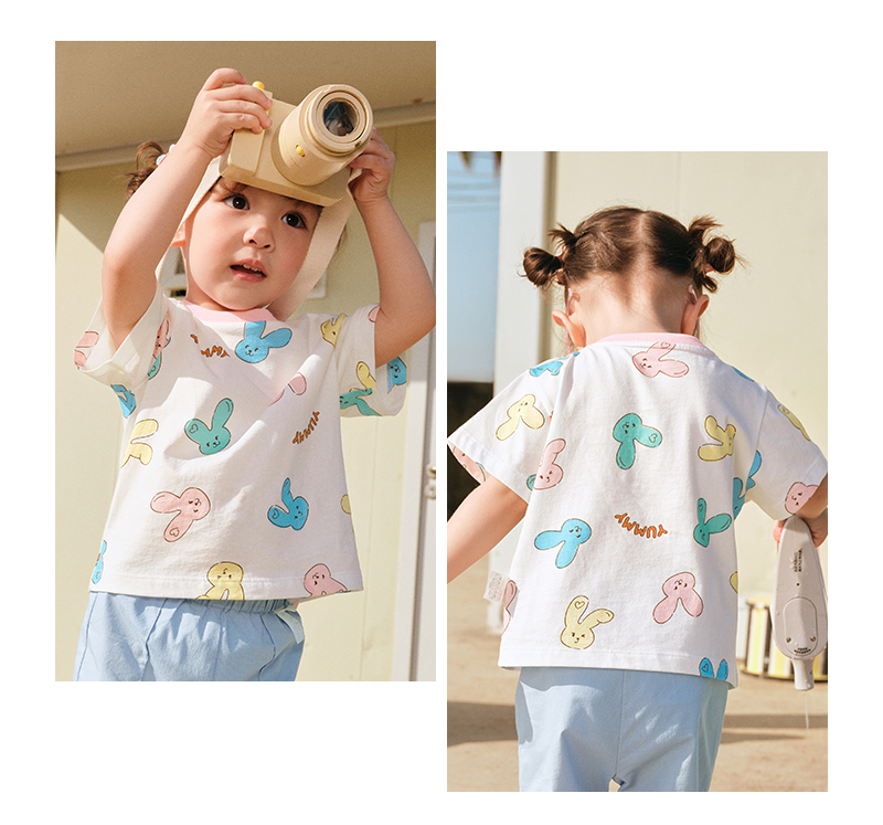 バラバラ ベビーTシャツ 半袖 肌に優しいトップス 男の子 女の子 2025年新作 夏 快適 かわいい