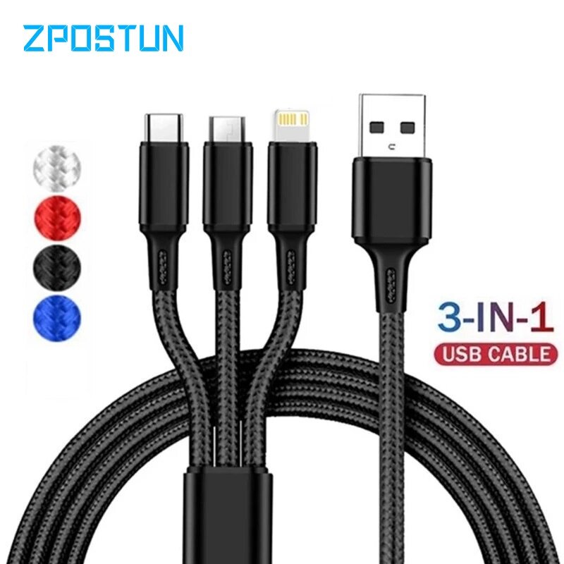Cổng usb đa năng 3 trong 1 cáp sạc với micro usb type c nhiều usb dây sạc dây sạc nhanh dây sạc điện thoại android cáp sạc