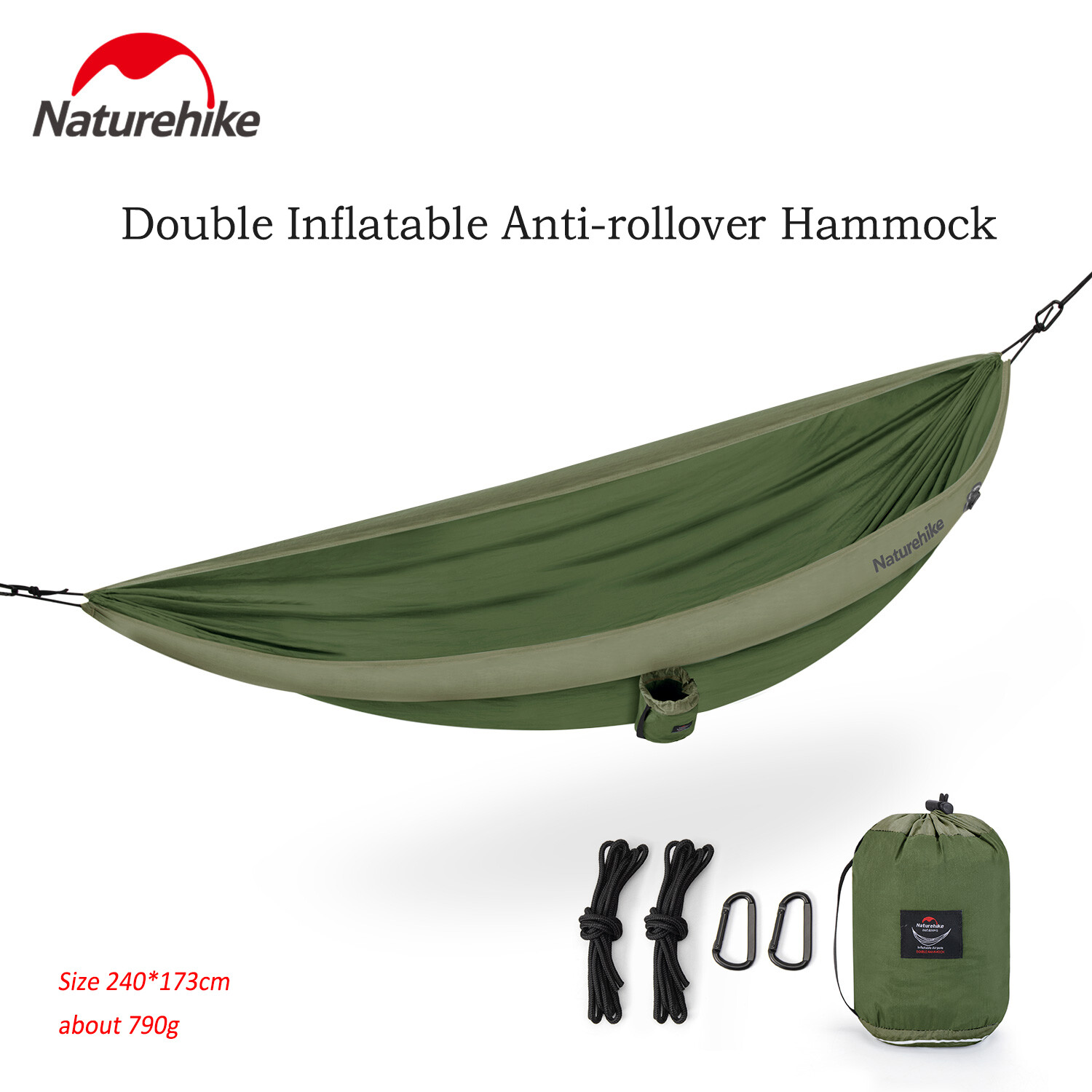 Naturehike Võng Cắm Trại Hai Người Chống Lật TPU Ống Bơm Hơi Chịu Lực Tối Đa 200Kg 210T Nylon Di Động Họa Tiết Vải Chỉ 790G NH21DC012