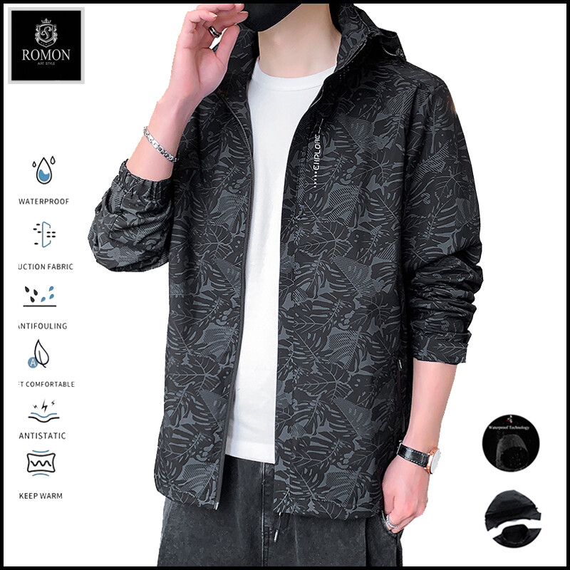 ROMON Couples Wear-resistant Jackets Camouflage Outdoor Travel Jackets Waterproof and Windproof Maple Leaf Jackets Detachable Hooded Jackets for Men and Women ราคา 459 บาท*ส่งฟรี