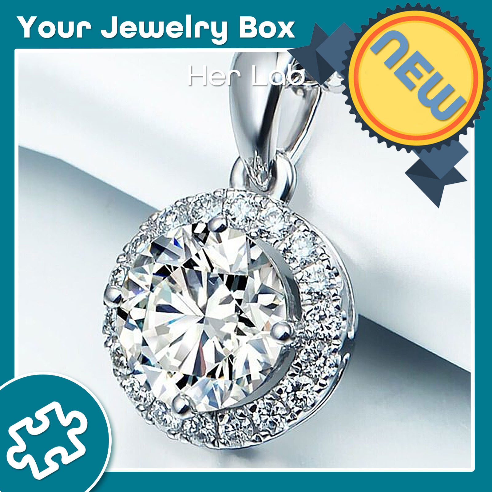 Her Lab Jewelry | Real full diamond necklace 100% passed GRA inspection, 925 sterling silver round ins style pendant cute simple four-claw diamond high-end jewelry ราคา 3,659 บาท*ส่งฟรี