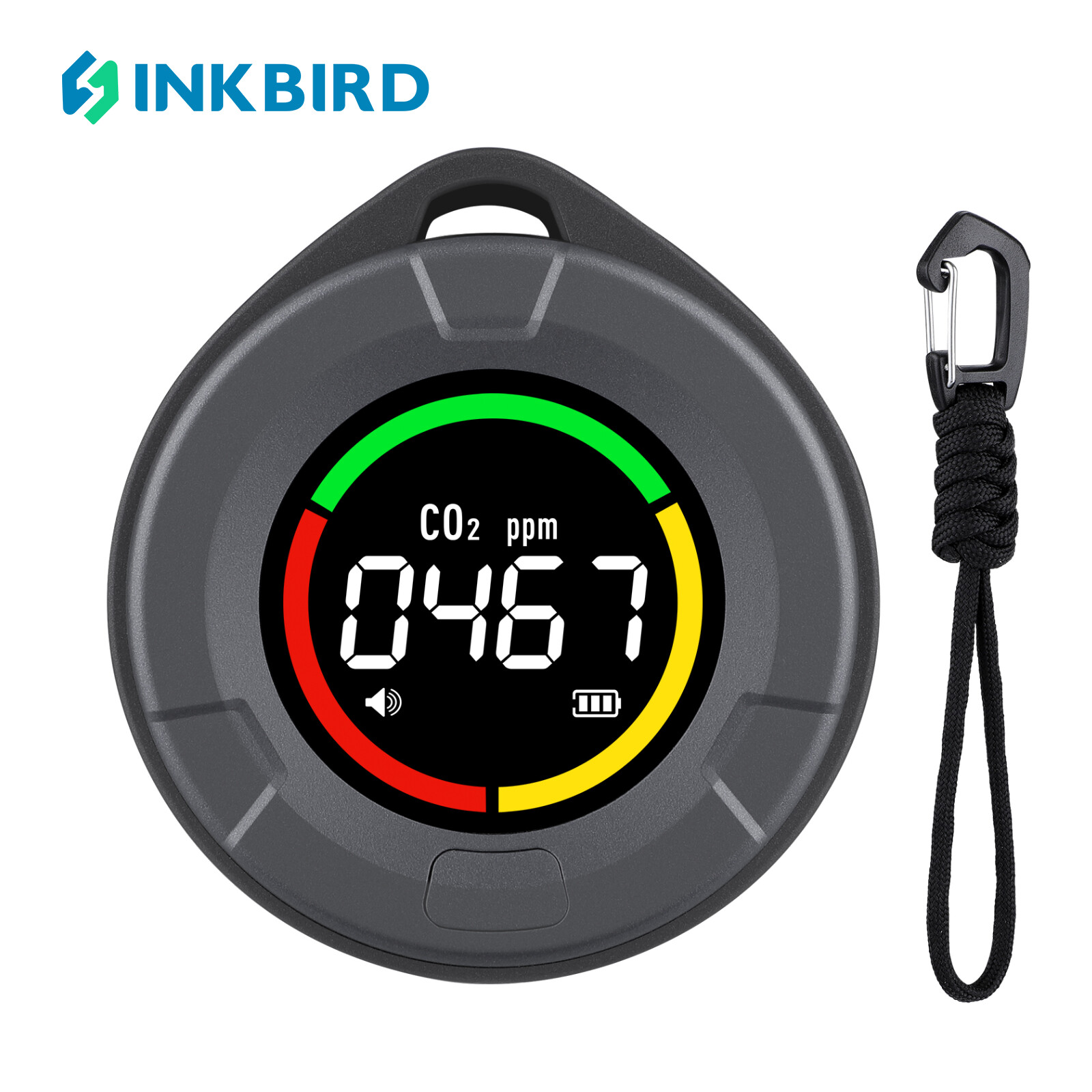 INKBIRD Portable CO2 Detector Indoor CO2 Monitor with NDIR Sensor and Full Color Eye Protection LCD Screen Alarm Auto Calibration for Home Grow Tent ราคา 1,111 บาท*ส่งฟรี