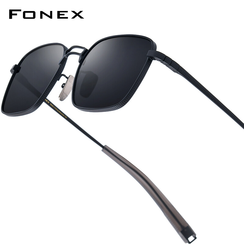 FONEX Titanium Sunglasses Men Fashion Brand Design Retro Vintage Square Japanese High-Quality Ultral