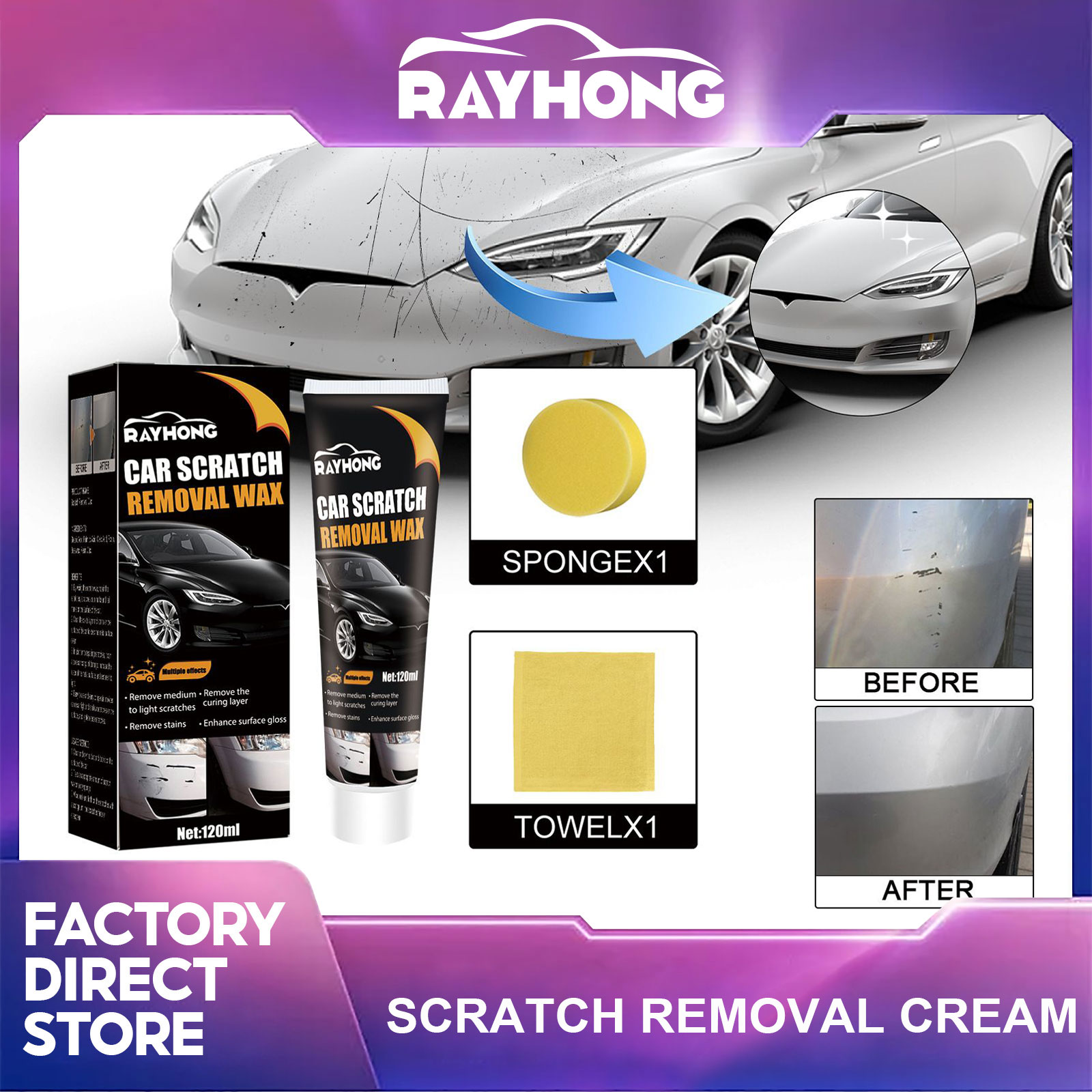 อุปกรณ์ประดับยนต์และชิ้นส่วนยานยนต์ eelhoe ครีมป้องกันรอยขีดข่วนสี Auto Scratch Remover ทำความสะอาดรถยนต์หล่อดอกเครื่องมือจัดแต่งทรงผมรถ WAX ซ่อมรอยขีดข่วนชุดขัดเงาตัวถังรถบดสารประกอบครีมป้องกันรอยขีดข่วนดูแลสีสีทาเล็บรถยนต์เครื่องมือท