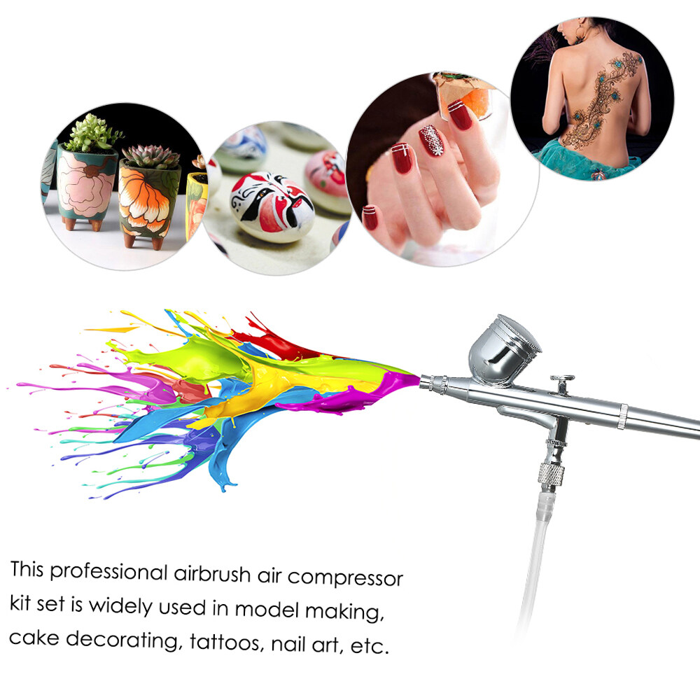 Promo Set Kompresor Udara Mini Airbrush, Multi Fungsi, Aksi Ganda, Kit