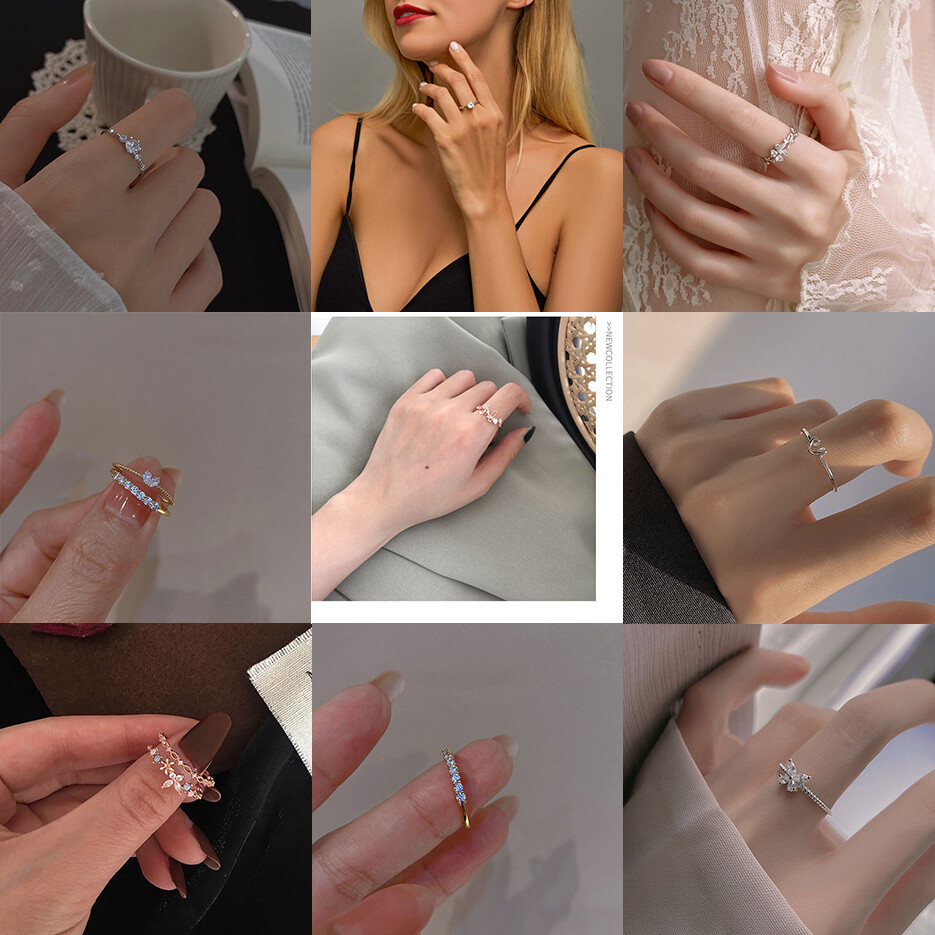 Nhẫn Cỏ Bốn Lá May Mắn Đề Xuất Thời Trang Tặng Bạn Gái Một Món Quà Nhẫn Zircon Hoa Hình Trái Tim Trang Sức MARMALA