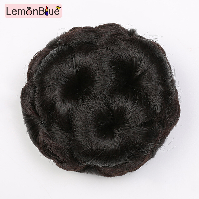 Gambar LemonBlue Nine Flowers Hair Bun Hairpiece Curly Hair Ring Donut Style Claw Clip Wig Bridal Daily Makeup for Women Girls
