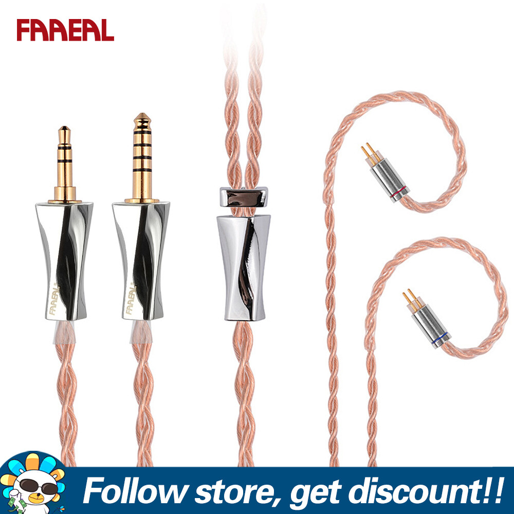 Faaeal Hibiscus Cable Pro Streamlined Mirror Design 3.5/4.4mm Straight Plug Options Headset Wires With Metal Cable Slider 4 Strands 56 Core Litz 5N OFC Lines For CCA CA4 FUDU BL03 7HZ Legato Zero Timeless Pandamon Bidong Nightelf Pandamon 2.0 Rinko EW100P