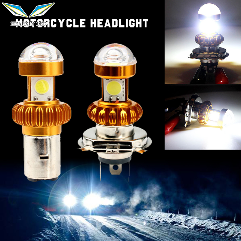 Bóng đèn pha led h4 xe máy, đèn xe máy 20w 3 chip cob xe tay ga accessoire đèn pha led xe máy trắng 12v