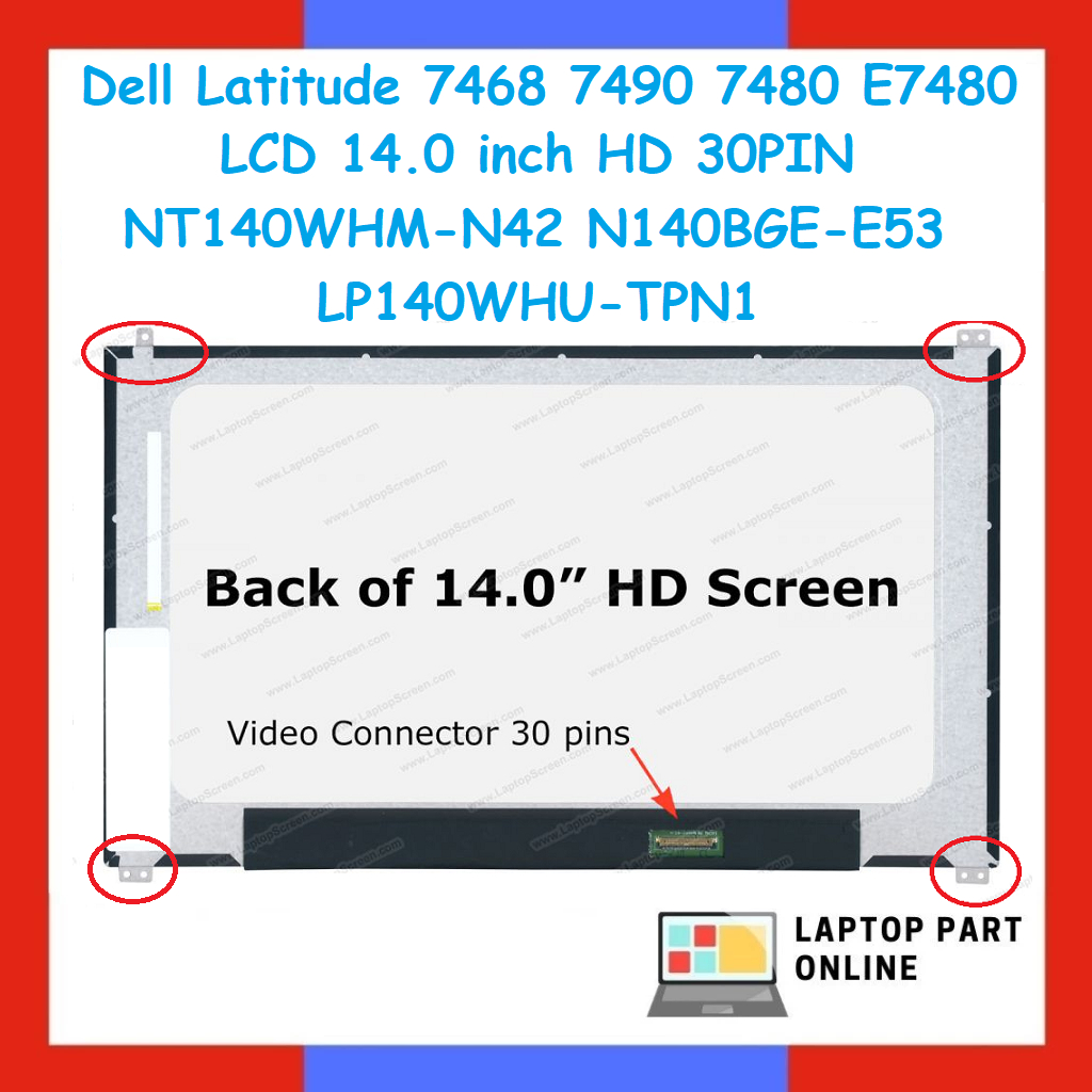 14" LED LCD Screen Replacement For Dell Latitude E7480, E7490, 7468 – N140BGE-E53 / NT140WHM-N42