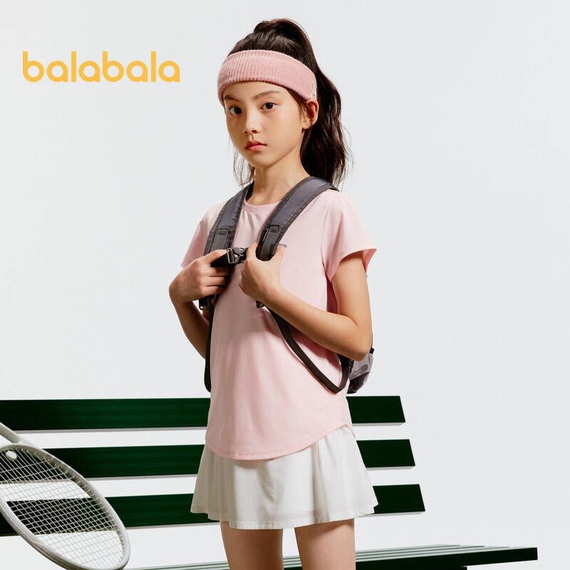 Balabala Children Grils T-Shirt 2024 New Children Summer Short Sleeve Big Children Sports Quick Drying Top ราคา 170 บาท*ส่งฟรี