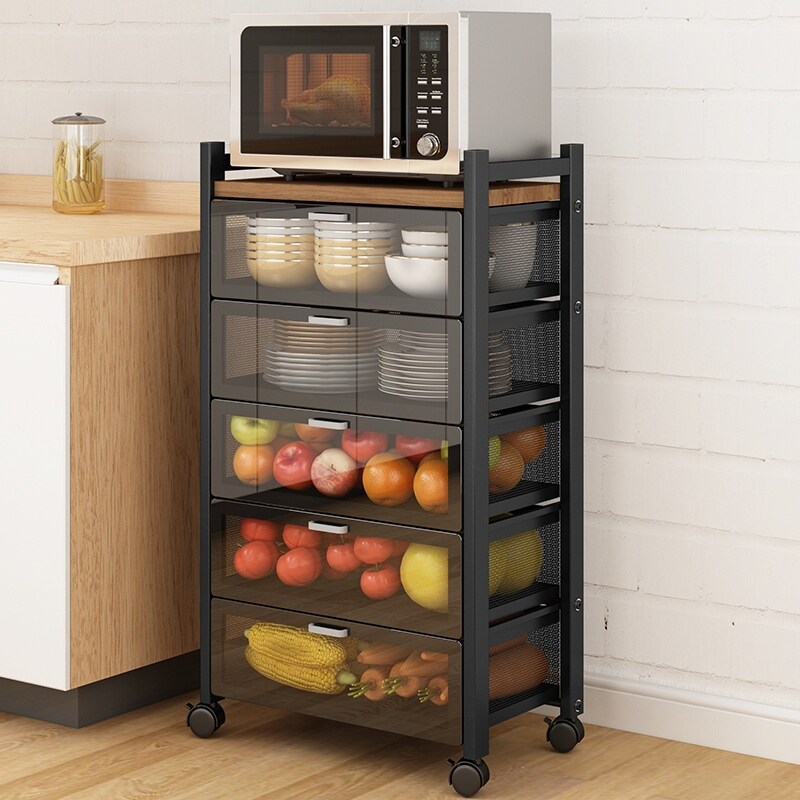 Gambar Kitchen oven shelf floor layers multifunctional smoked pull of fruits and vegetables dishes household items to receive