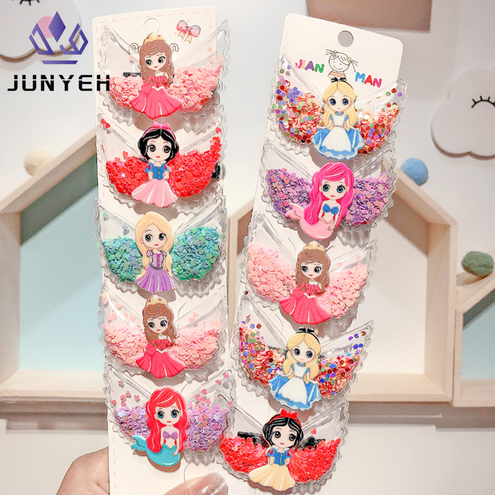 Kids Princess Sequin Hairpin Children's Cartoon Baby Hair Clips Hair Accessories For Girls ราคา 18 บาท*ส่งฟรี