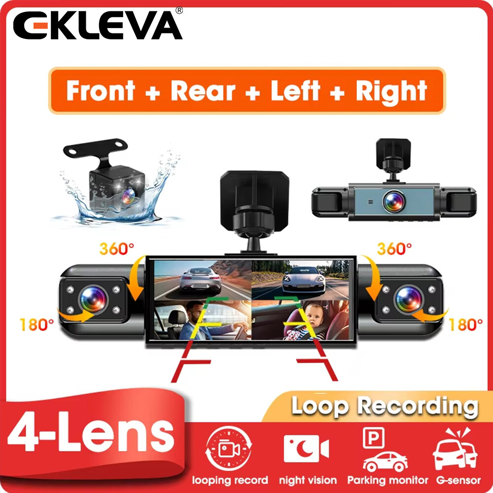  Ekleva Dash Cam 4 ống kính ghi âm camera ô tô đầu ghi video tự động DVR 24h màn hình đỗ xe nhìn trong đêm 
