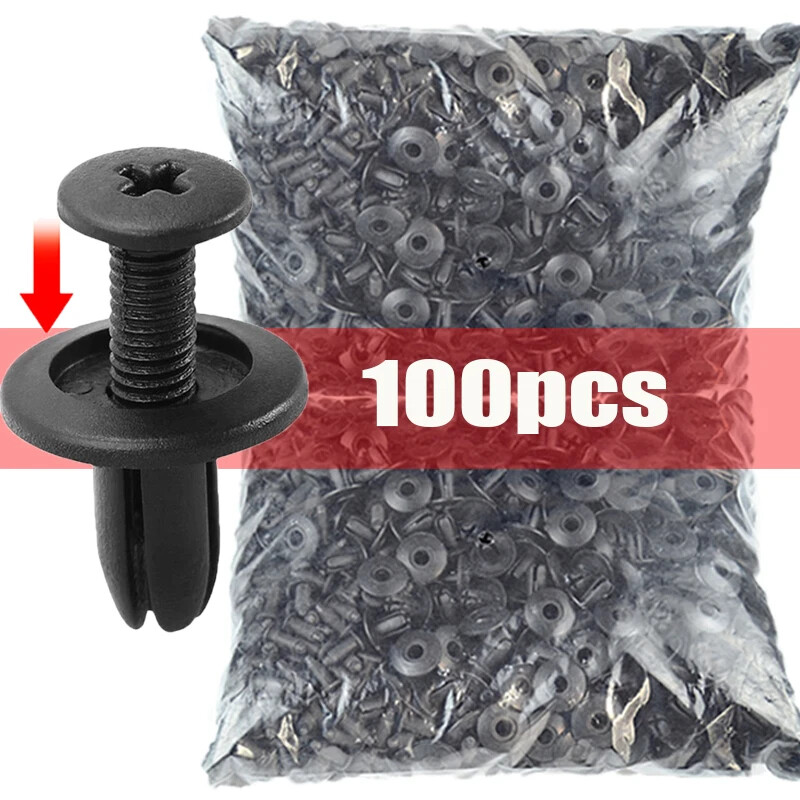 Lensent 100PCS 8mm Plastic Rivets for car bumpers Fasteners Screw 10PCS Car Bumper Fender Black Rivet Car Fastener Clips For Toyota Focus Kia Nissan Yamaha ราคา 49 บาท*ส่งฟรี