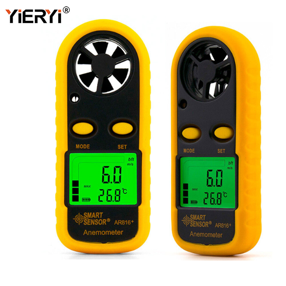 Yieryi kỹ thuật số máy đo gió 0-30 mét/giây không khí tốc độ gió meter nhiệt độ tester anemometro đo với màn hình lcd đèn nền hiển thị