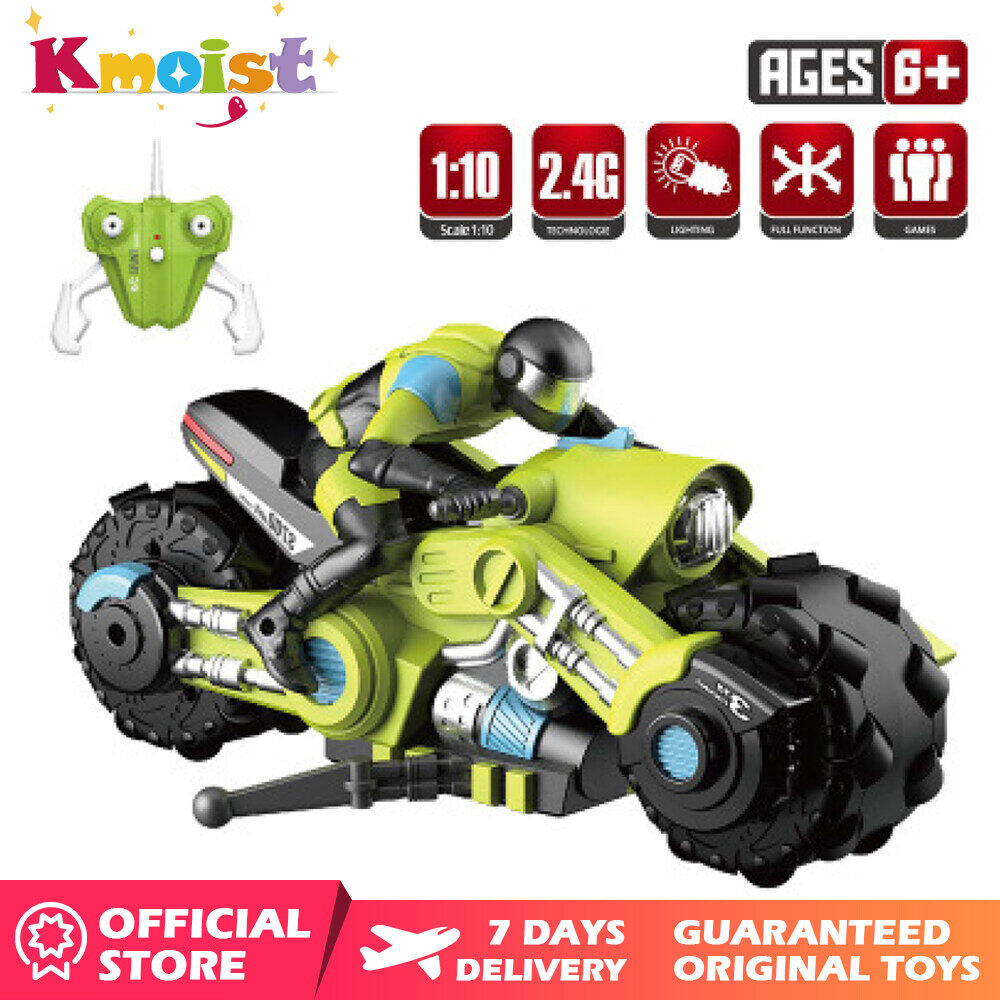 Kmoist Mô Tô Điều Khiển Từ Xa 1:10 Điều Khiển Từ Xa Xoay 360 ° Xe Mô Tô Đua Điều Khiển Vô Tuyến 2WD Tốc Độ Cao 2.4Ghz Với Mô Hình Lái Xe Đồ Chơi Cho Trẻ Em Bé Trai