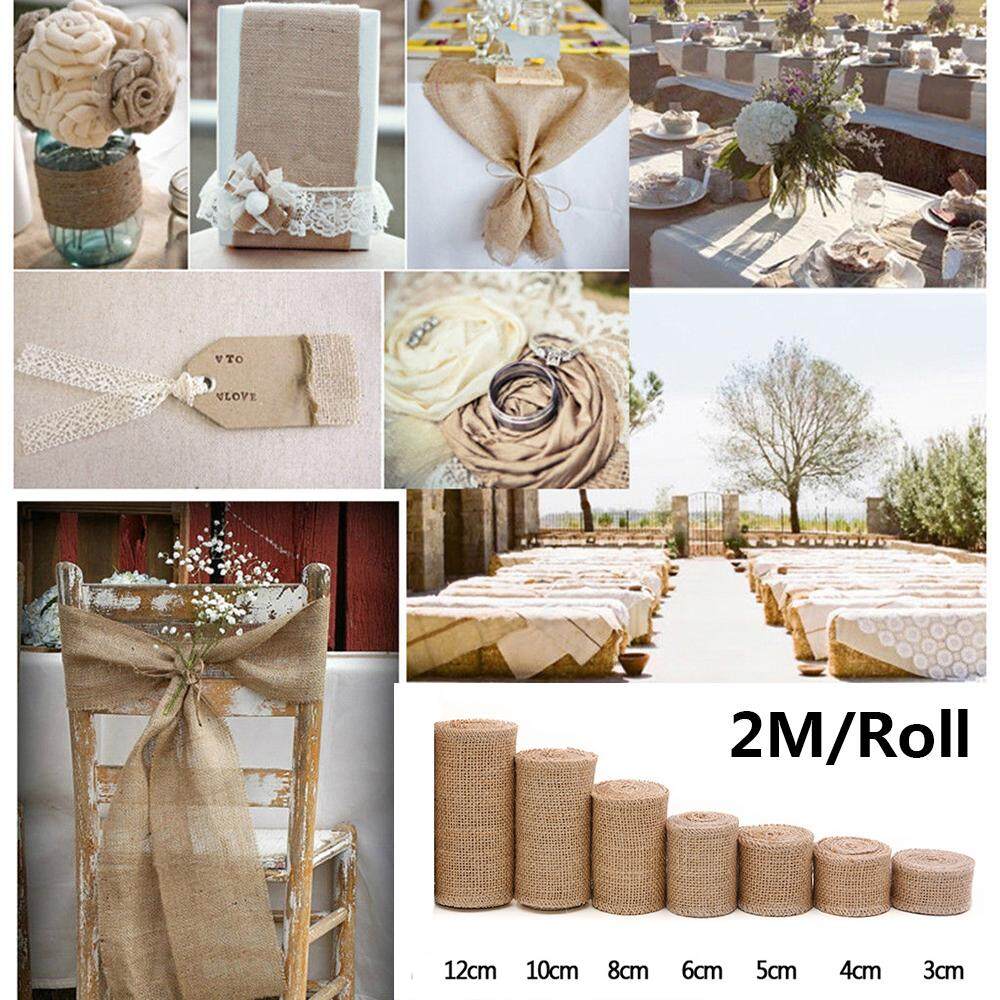 Rosenice Burlap 2m Jute Ribbon Roll DIY Craft Christmas Wedding Decoration 