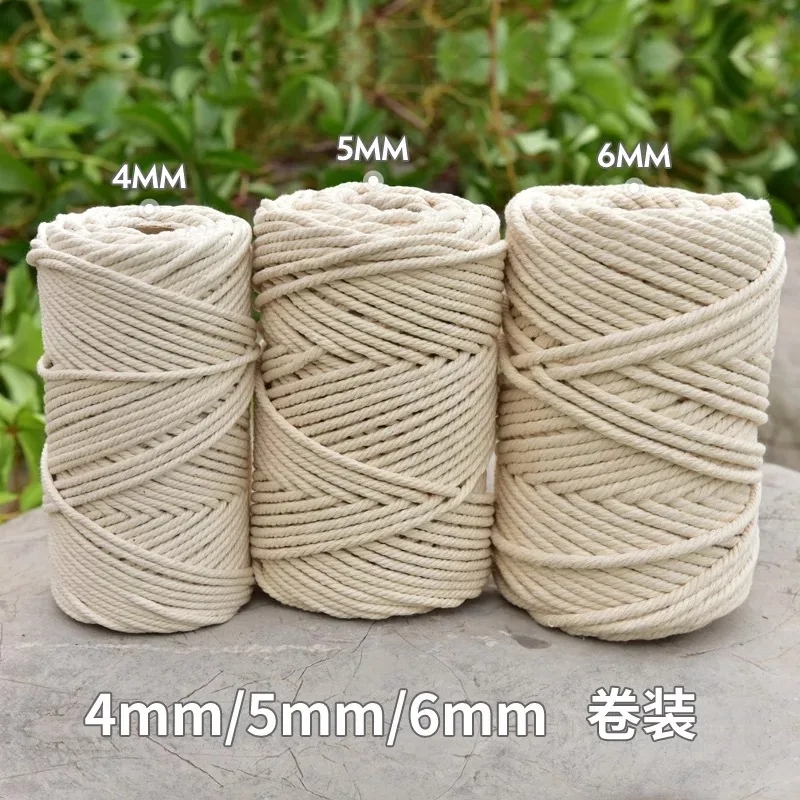 Handmade Macrame Boho decor 1/2/3/4/5/6/8/10mm Cotton Beige thread Cord Rope Twisted String DIY Home Wedding decoration supply