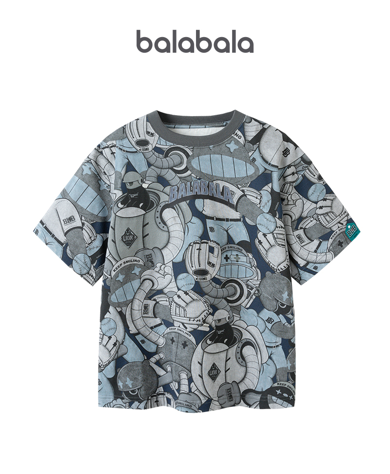 balabala Children Boy Short Sleeve T-Shirt New Summer Inner Wear Older Boy Cotton Top · v2