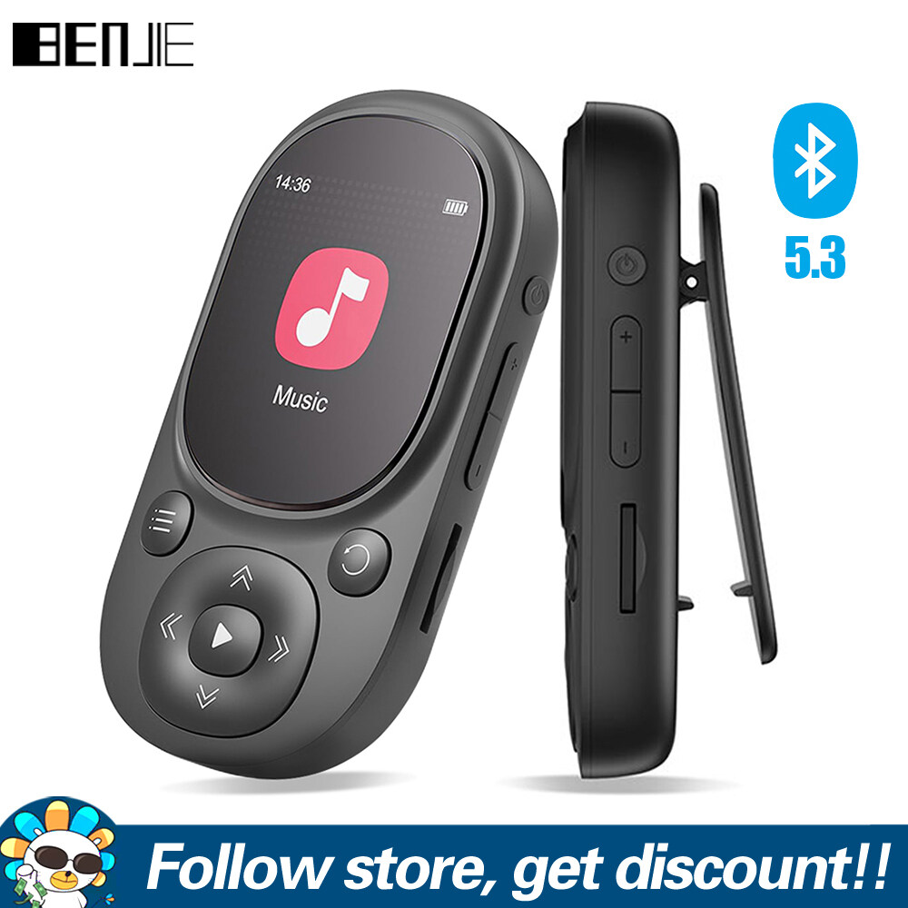 BENJIE A11 Bluetooth MP3 Player With Clip Mini Running Sports MP3 Music Player Bluetooth5.3 HiFi Lossless Audio Player Portable Multifunction Walkman Support FM Radio Voice Recoder E-book Equalizer A-B Repeat Pedometer Expansion TF SD Card Up To 128GB