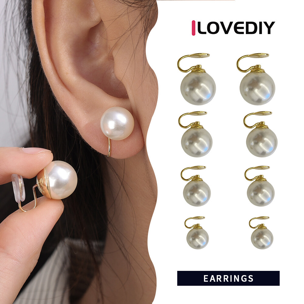[ILOVEDIY] Pearl Earrings for Women Without Piercing Ear Clips Round S925 Sterling Silver Earrings Without Piercing Earrings Mosquito Coil Disc Ear Clips for Women