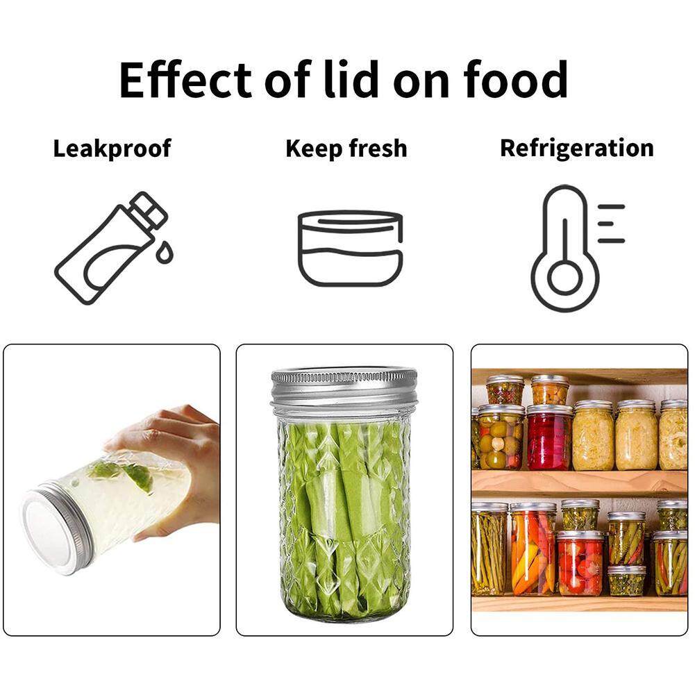 Gambar 70 86mm silver ring tinplate split lid jam canned sealing kitchen food lid jar standard mouth home storage wide lid tool mason O6F8