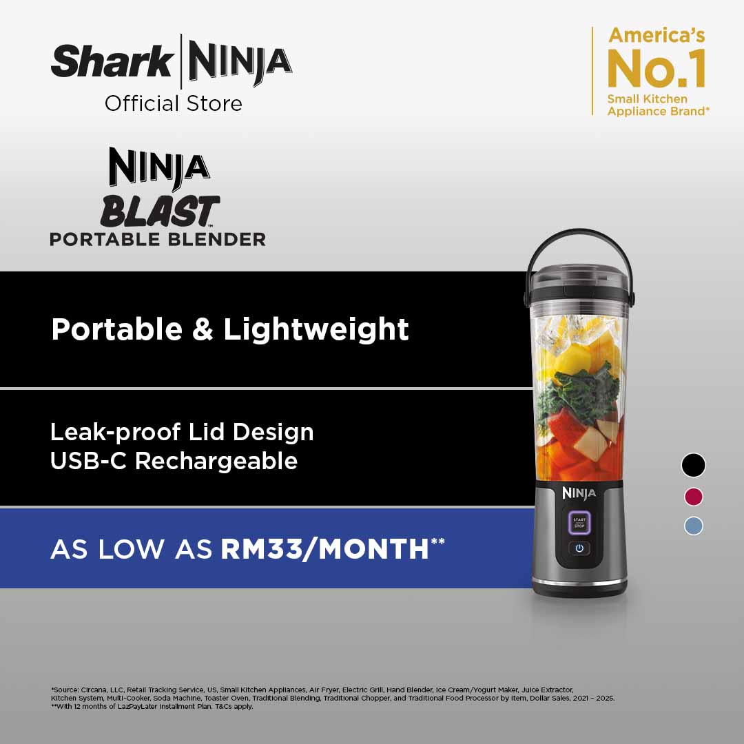 Ninja Blast Portable Blender, 530ml, Crushes Ice, Rechargeable with USB-C Cord, Lightweight, BPA Free BC151SM