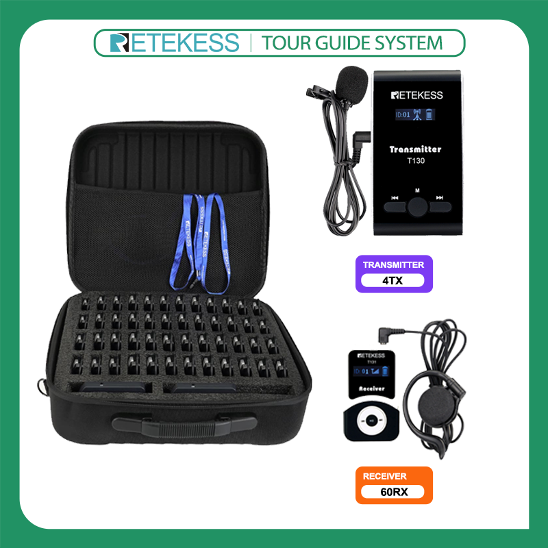 Retekess T130 Tour Guide System Wireless, Interpreter Device Portable 60 Slot Handbag, 4 Transmitters, 60 Receivers, For Factory ,Conference,Tourism, Museum, Church, Hajj and Umrah ราคา 61,999 บาท*ส่งฟรี