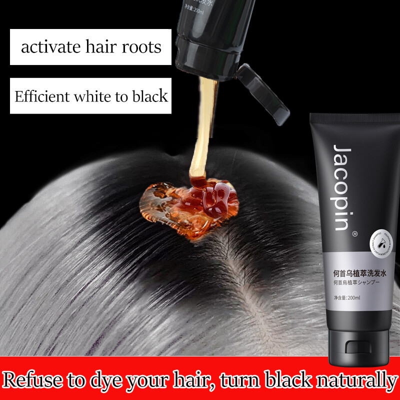 Gambar White hair to black Shampoo Polygonum Multiflorum  Hair Raise black  Herbal Essence Shampoo   Hair Growth Hair Tonic White Hair Turns Black Fast Black Hair Color Shampoo For Covering Gray Hair Treatment Hair Care Shampoo 200ML for Men Women