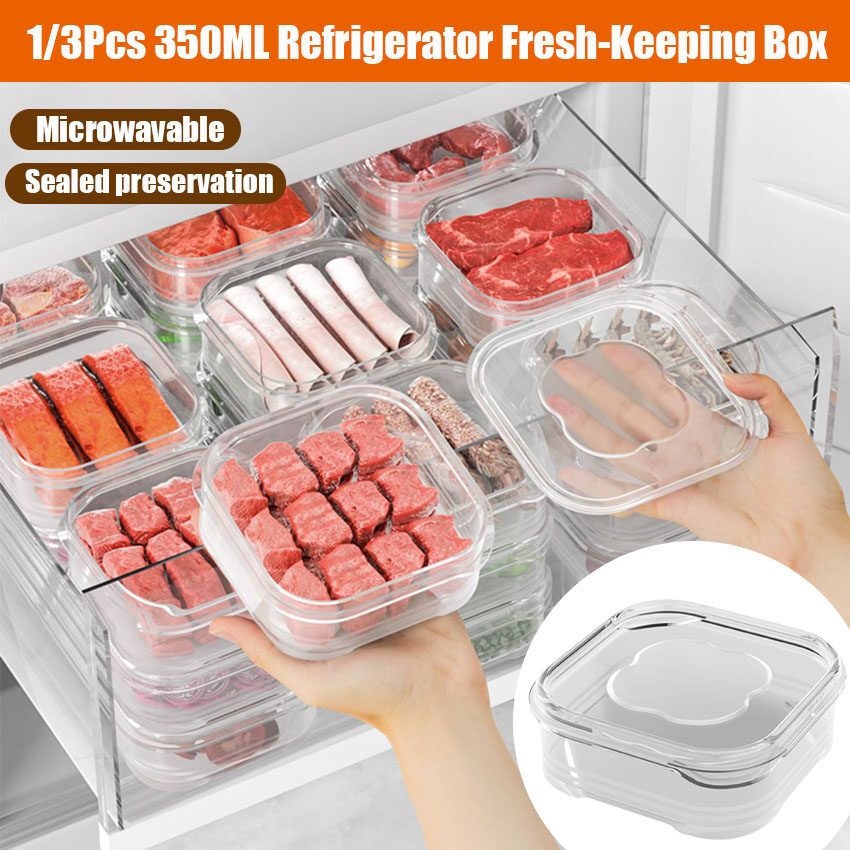 1 3Pcs Refrigerator Freezing Antibacterial Storage Box Frozen Meat Food