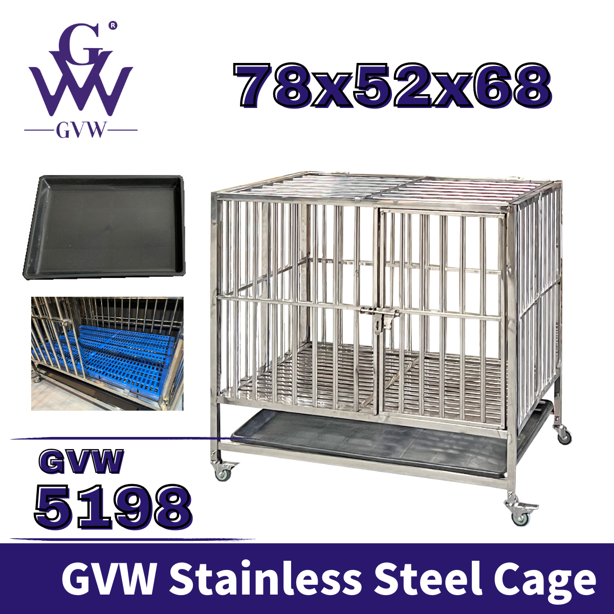 GVW 5197 Stainless Steel Cage Pet Cage Dog Cage Stainless Steel