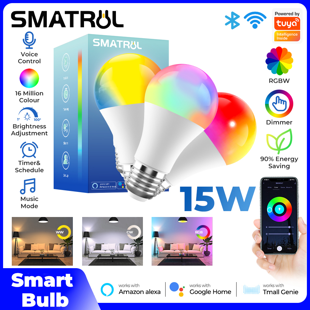 SMATRUL WiFi Bulb Đèn Thông Minh E27 10 Wát Không Dây LED Light Bulb Home Magic RGB + Wát Dimmable Thay Đổi Màu Sắc IOS/Android