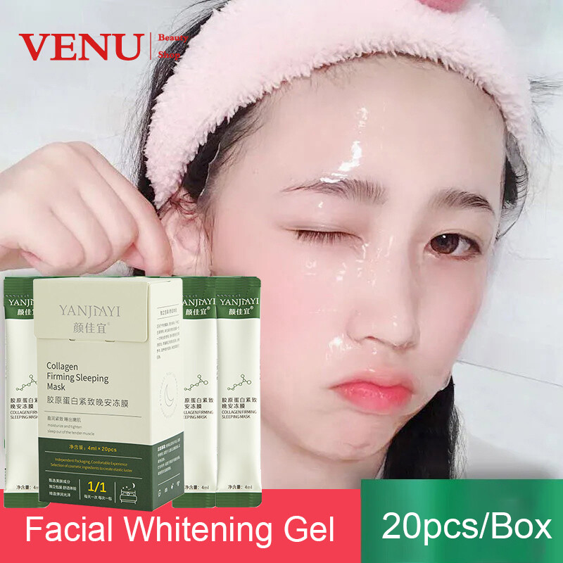Gambar 20Pcs Box Original Collagen Sleeping Mask Face Glowing Whitening Face Mask Beauty Korean Skin Mask