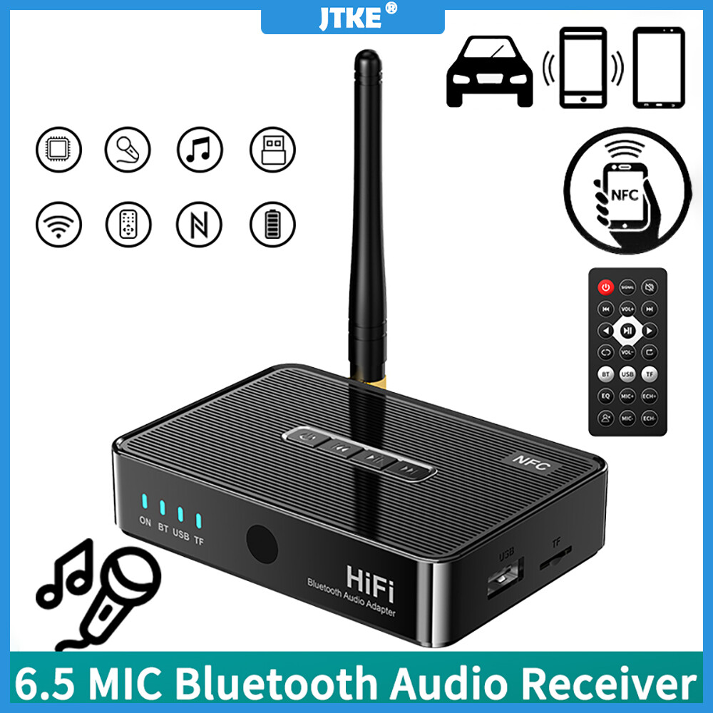 Bluetooth 5.1 thiết bị thu nhận âm thanh nfc 3.5mm aux/rca/usb u-đĩa/tf/6.5 micrphone karaoke hát âm thanh nổi hifi âm nhạc bộ chuyển đổi không dây