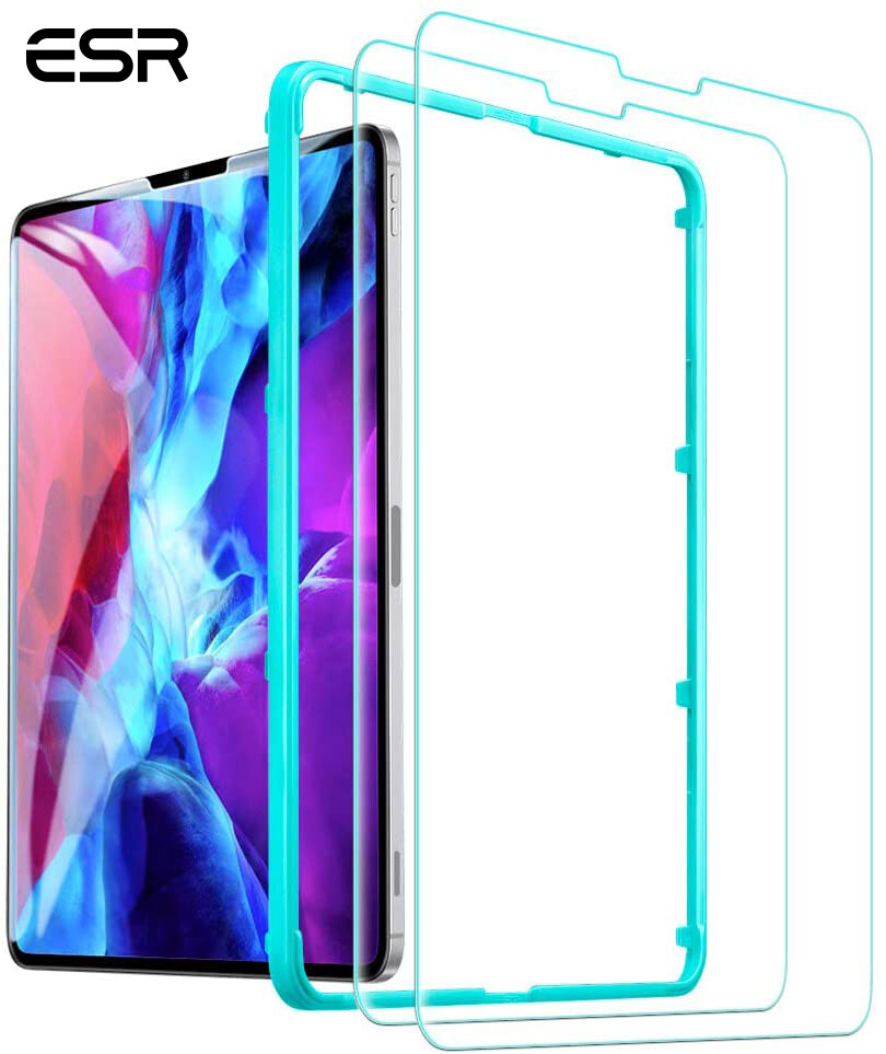 Bảo Vệ Màn Hình Mặt Kính ESR (2-Pack) Cho iPad Pro 12.9 ''(2020/2018) [Tương Thích ID Khuôn Mặt] [Khung Cài Đặt Dễ Dàng] Bảo Vệ Màn Hình Kính Cường Lực Trong Suốt 9H-Hard HD Cho iPad Pro 12.9 Inch 2020