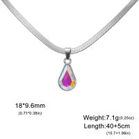 SKYRIM Titanium Stainless Steel Necklace Droplet Green Crystal Pendant Vintage Necklace for Women