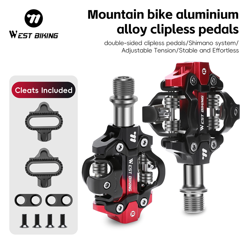 WEST BIKING Mountain Bike Pedal Aluminum Self-Locking for SPD System MD1-C Cleats 2 Bearing MTB Bicycle Clipless Pedals With Locking Plate ราคา 2,614 บาท*ส่งฟรี