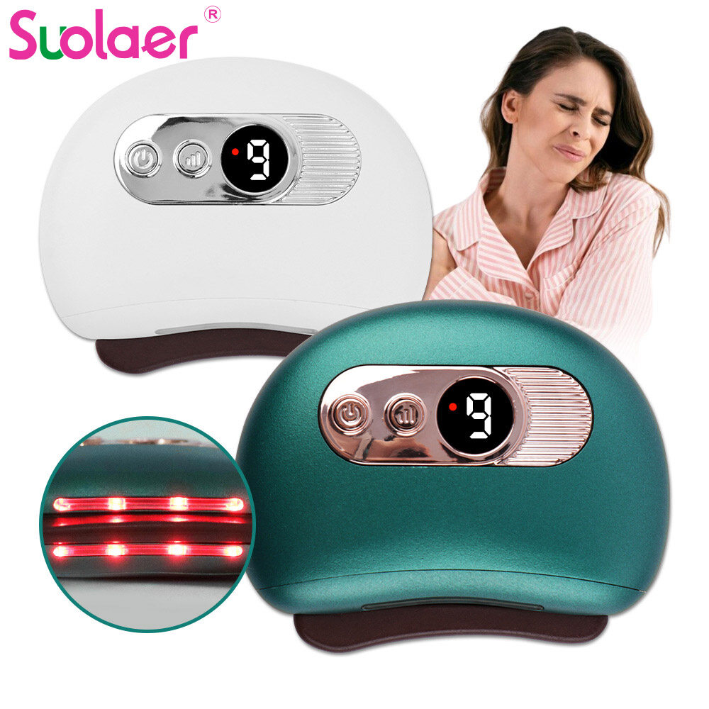 Suolaer điện cạo guasha xoa bóp Hội Đồng Quản trị nén nóng trở lại máy mát xa mặt NẠO VÉT kinh tuyến bianstone gua SHA công cụ dẫn lưu hệ bạch huyết