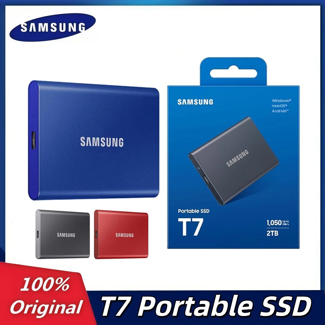 Samsung T7 Portable SSD 10TB 8TB 6TB 4TB 2TB 1TB External Solid State Drive Speeds Up to 1,050MB/s USB 3.2 Gen2 Reliable Storage for Gaming