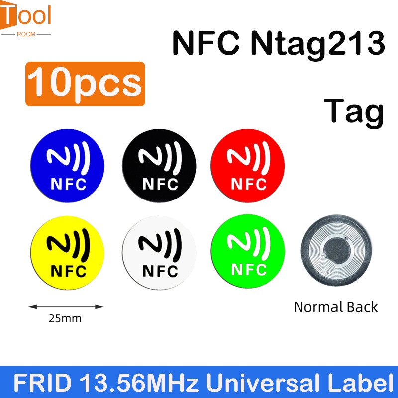 10 cái nfc ntag213 tag sticker rfid 13.56mhz mã thông báo tuần tra siêu nhẹ phổ kim loại nfc điện thoại