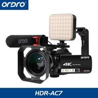 ORDRO HDR-AC7 4K 24MP Camcorder Optical Zoom Video Camera 1080P 60fps 3.1 IPS Touch Screen HD  live streaming Digital camera Vlog Camera Travel DV